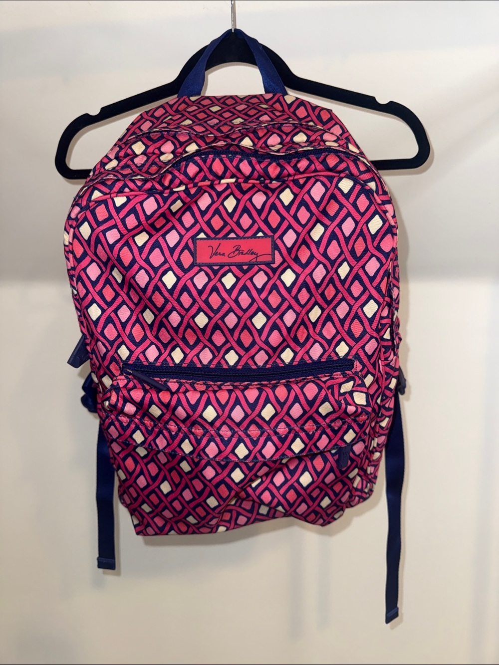 Vera Bradley Pink and Navy Geometric Backpack